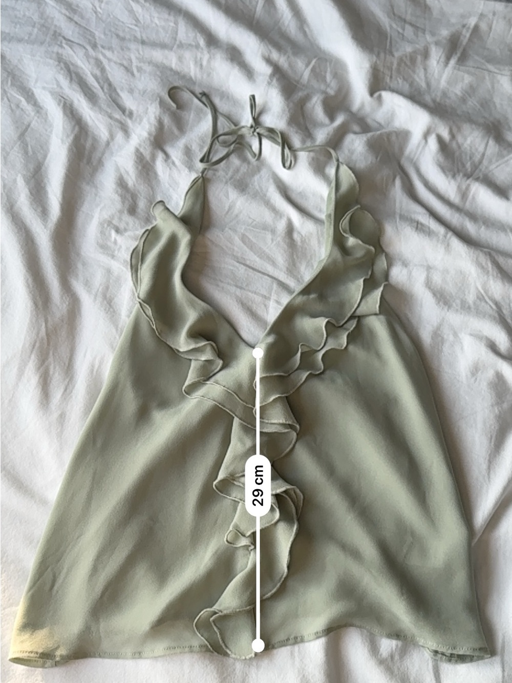 Dynamite Open Back Halter Ruffle Top Sage Green - Picture 6 of 6